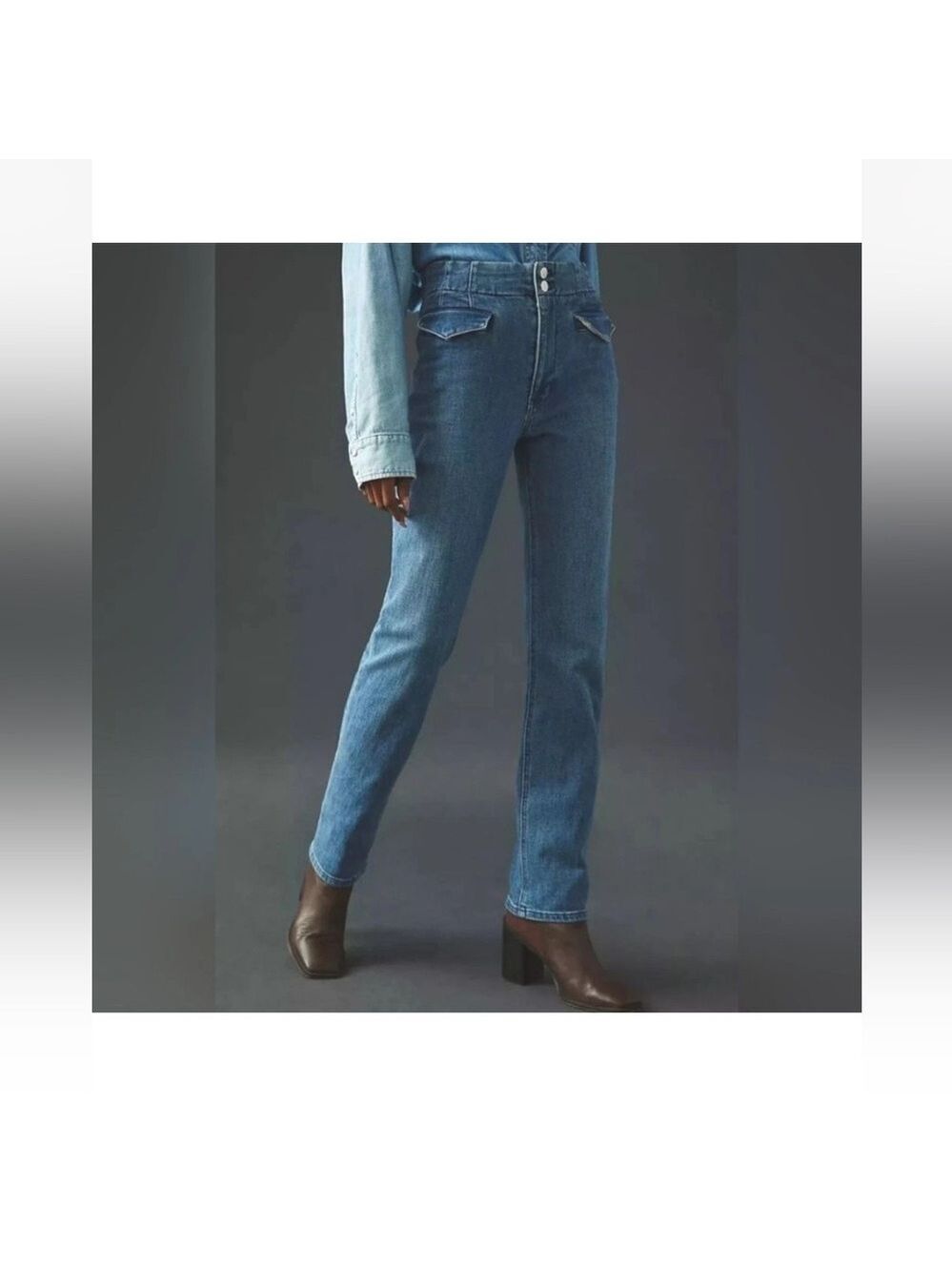 Anthropologie Maeve Bombshell Slim Straight Denim Jeans Size 27 - Picture 14 of 14